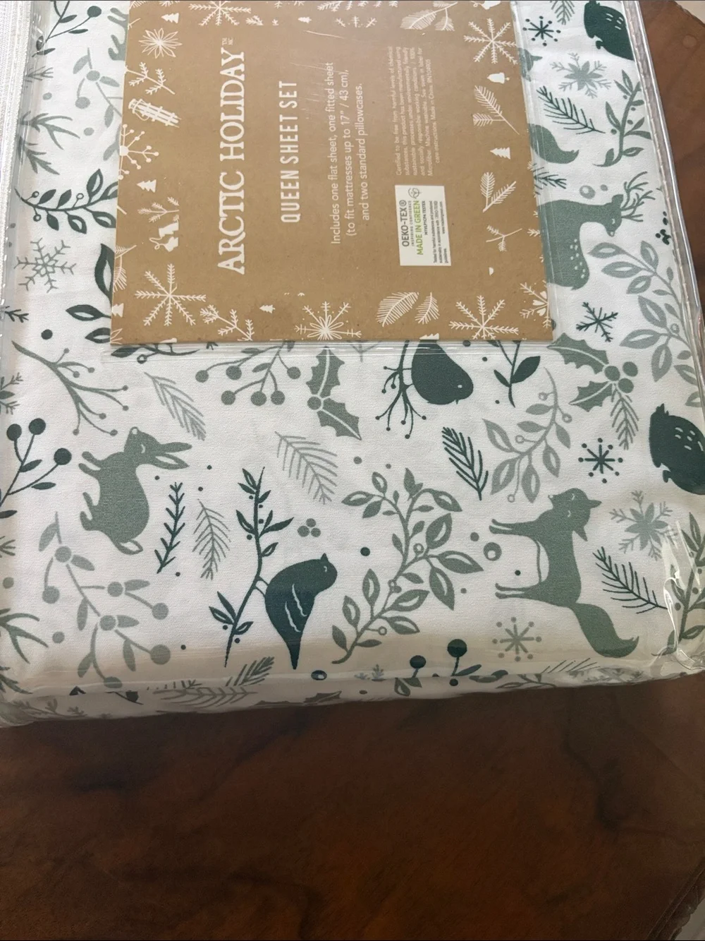 NWT Arctic Holiday Queen Sheet Set - Woodland Print